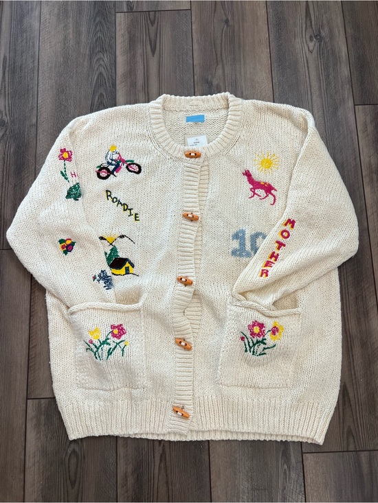 MOTHER Sweaters - NWT Mother The Long Drop embroidered cotton and alpaca-blend cardigan Sz L
